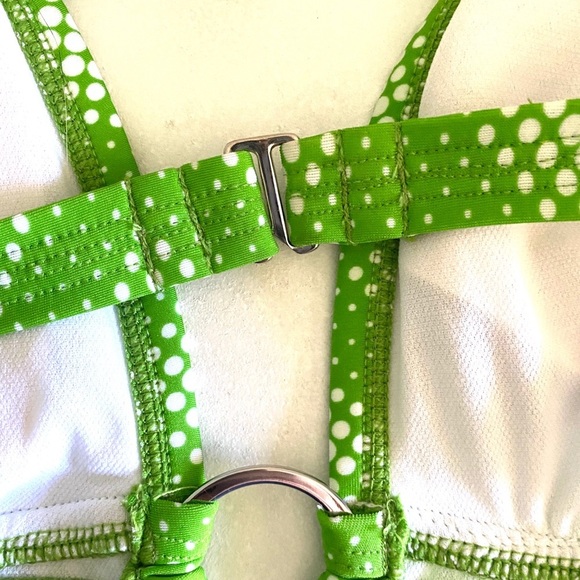 SPEEDO lime green polkadot bikini halter top-various - Picture 4 of 7